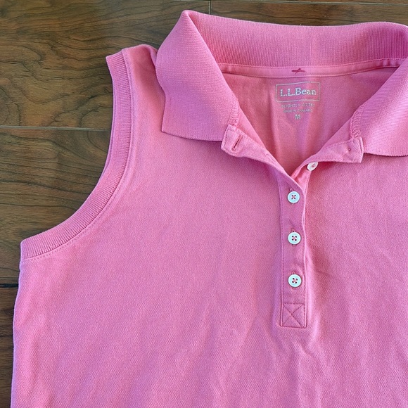 L.L. Bean Pink Half Button Down Sleeveless Shirt Top - Picture 5 of 10